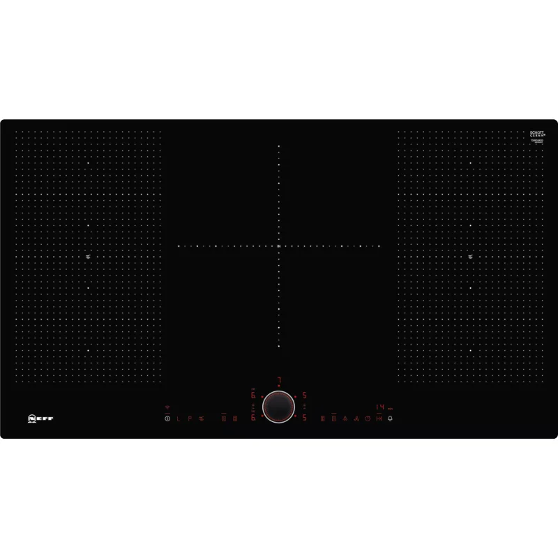 Induktionskochfeld 90 cm Schwarz, flächenbündig (integriert)